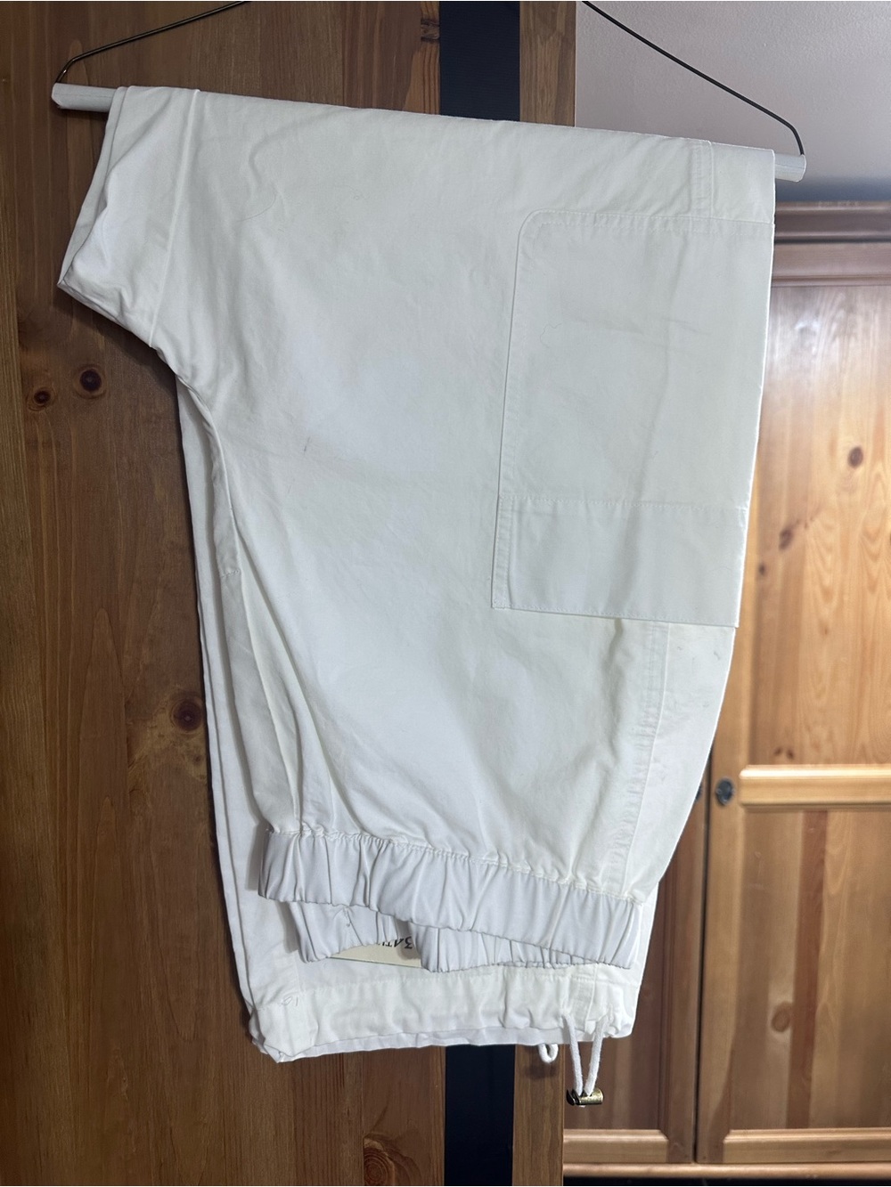 White Drawstring Cargo Jogger Pants - Women